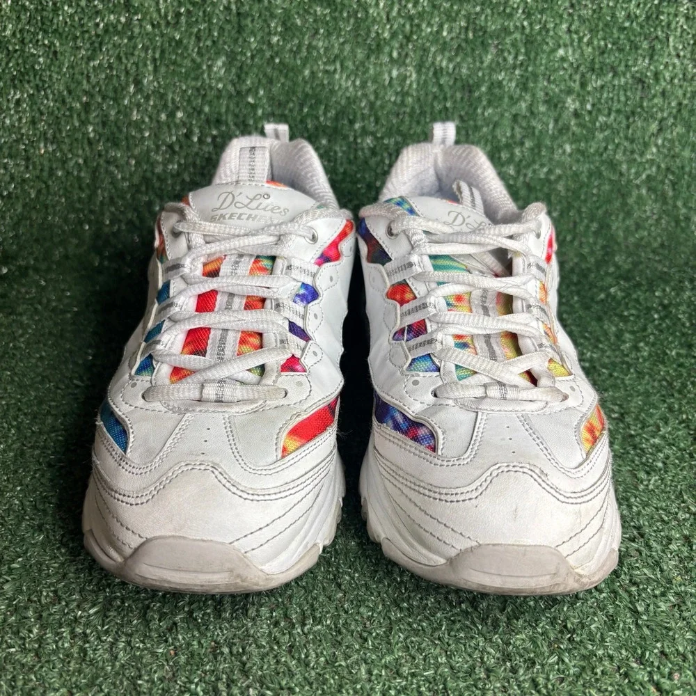Skechers D'Lites Summer Fiesta‎ Tie Dye Chunky Air Cooled Sneaker White Womens 8
